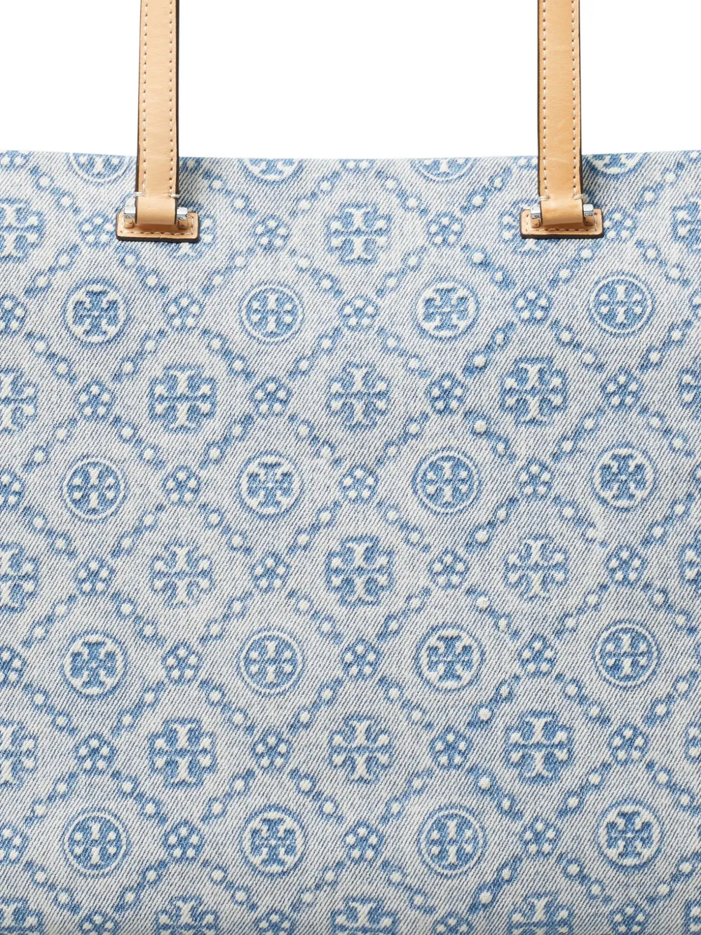 Tory Burch Denim shopper met monogram Blauw