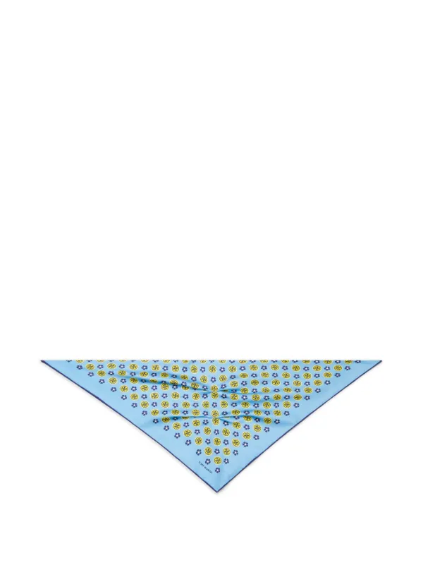 Tory Burch Floral Logo Triangle Scarf in Blue