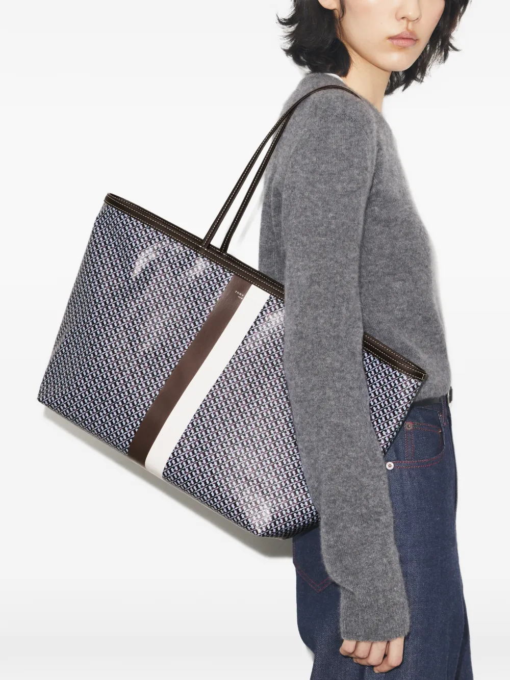 Tory Burch Racer shopper met print Blauw