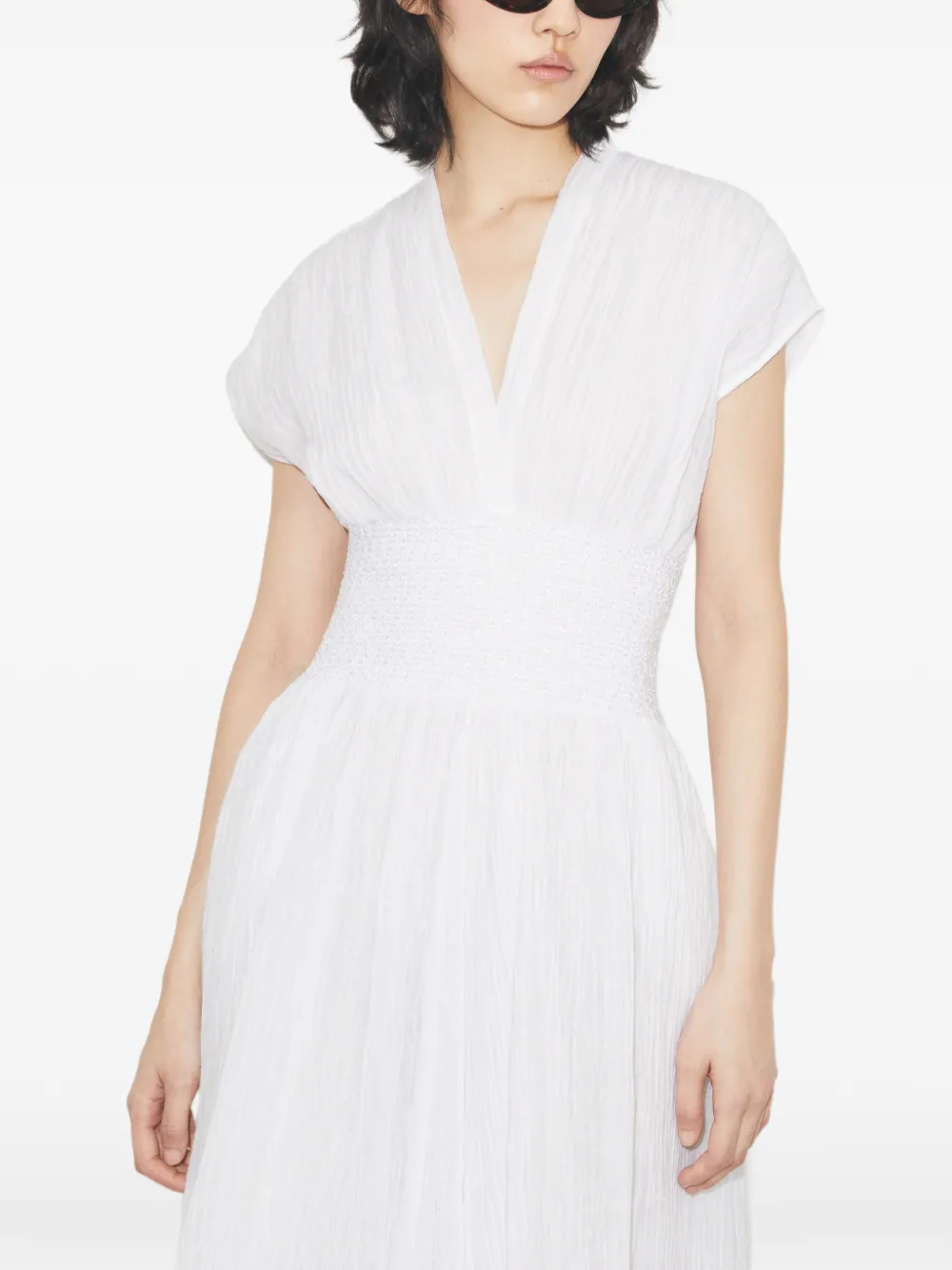 V-neck linen dress