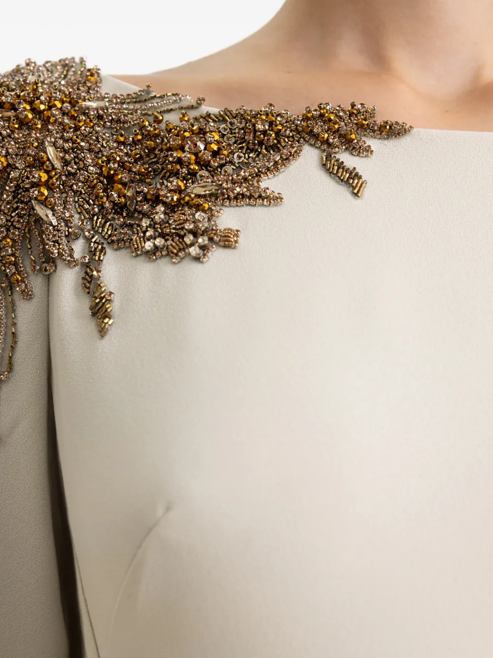 Gemy Maalouf Verfraaide maxi-jurk Beige