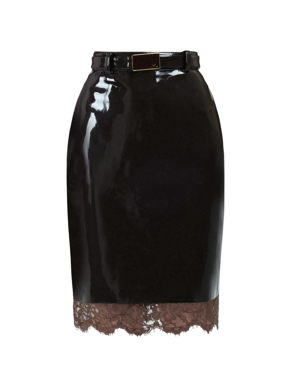 Rowen Rose lace vinyl midi skirt - Marrone