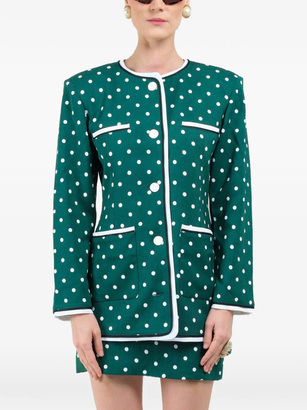 Rowen Rose polka-dots pockets jacket - Verde