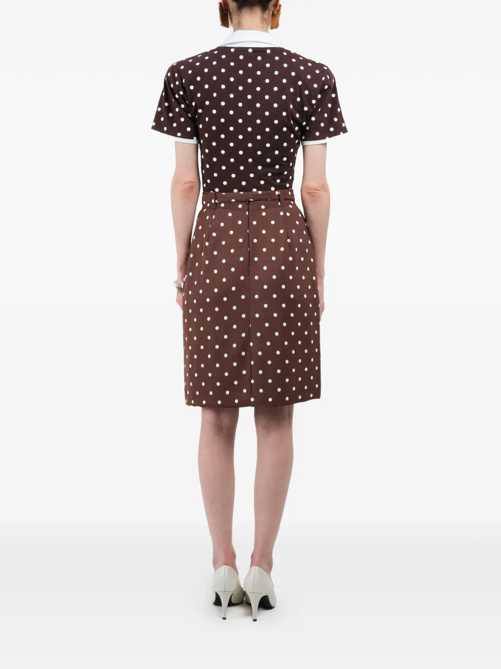 Polka-Dots Belted Midi Skirt