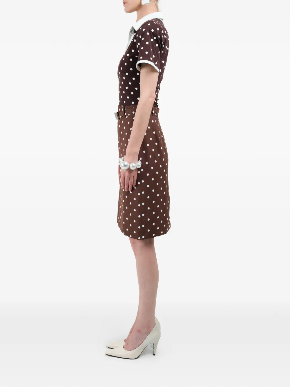 Polka-Dots Belted Midi Skirt