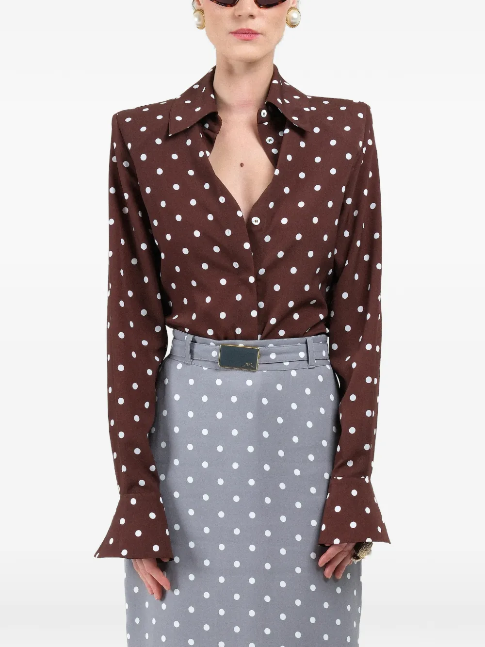 Rowen Rose polka-dot signature shirt - Marrone