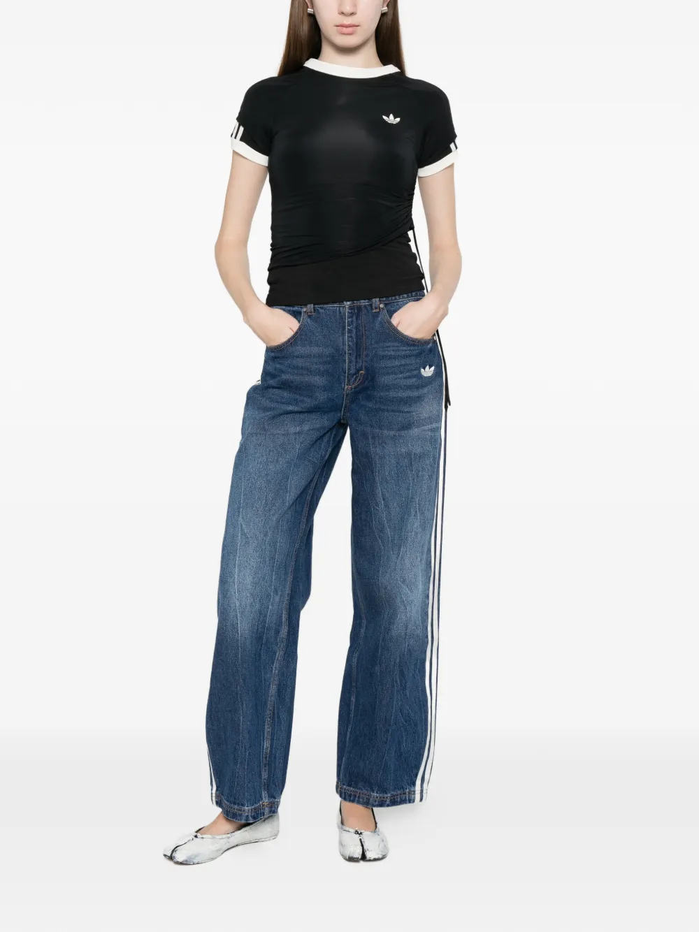 adidas T-shirt met drie strepen Zwart