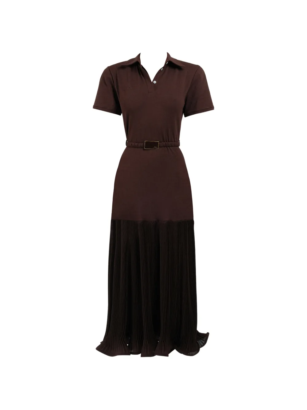 Rowen Rose pleated maxi polo dress - Marrone
