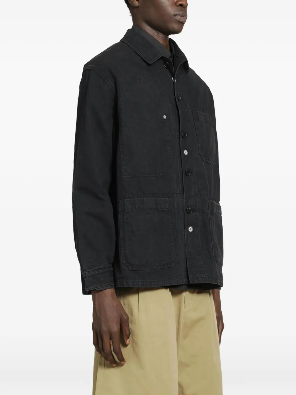 Comme des Garçons Homme Katoenen shirtjack met opgestikte zak Zwart