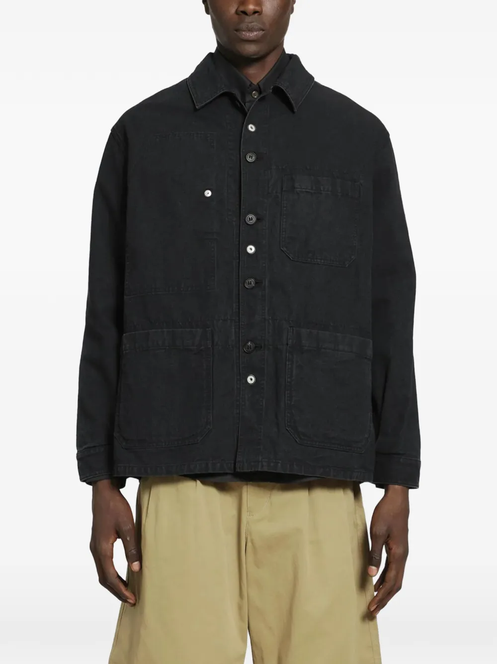 Comme des Garçons Homme Katoenen shirtjack met opgestikte zak Zwart