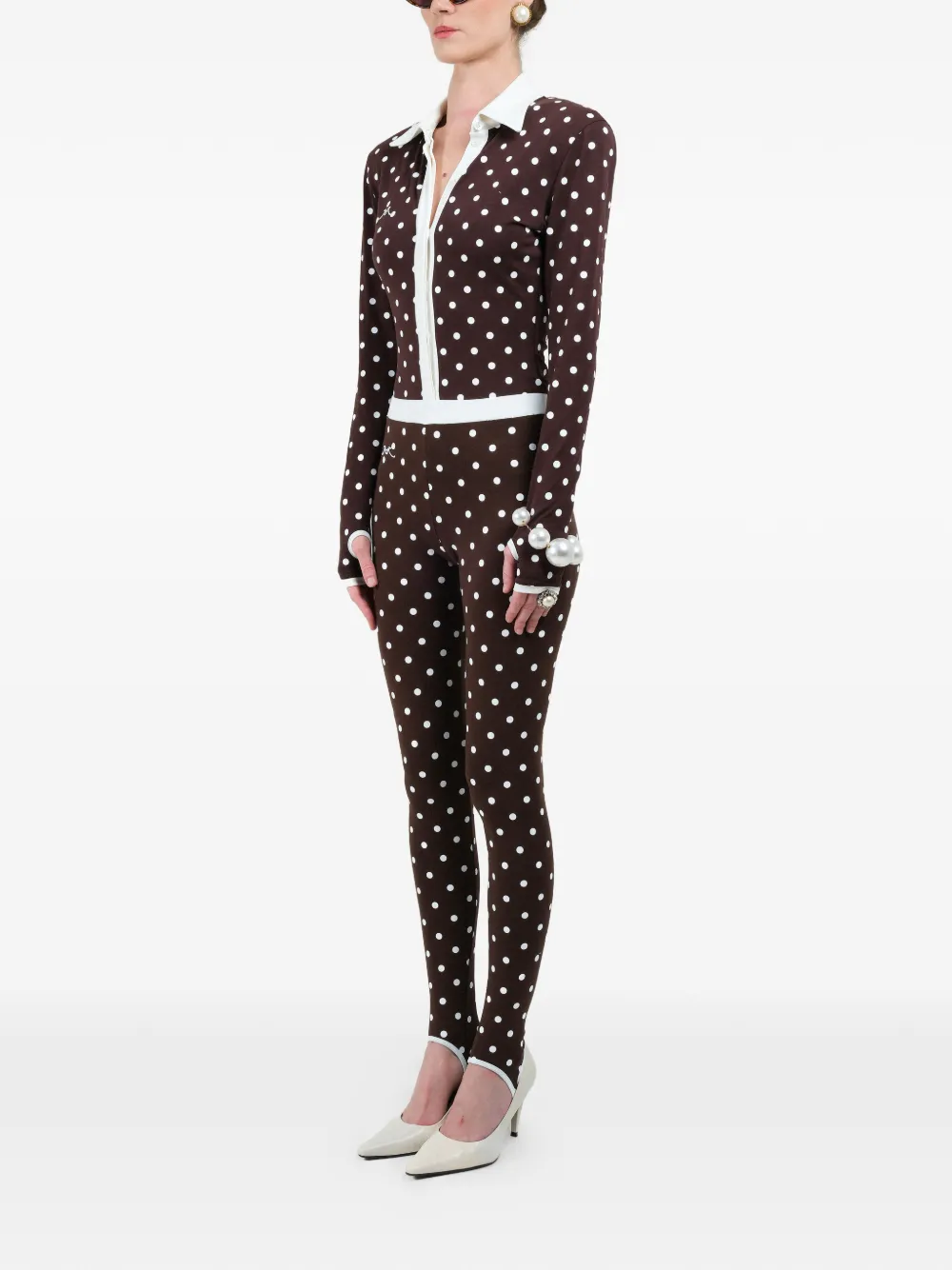  Rowen Rose Polka-dots Leggings - Brown 