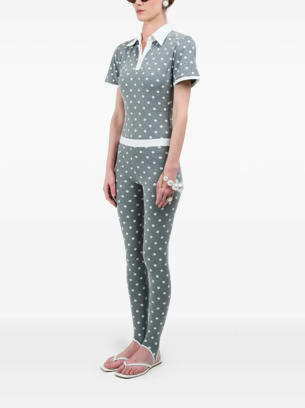  Rowen Rose Polka-dot Leggings - Grey 