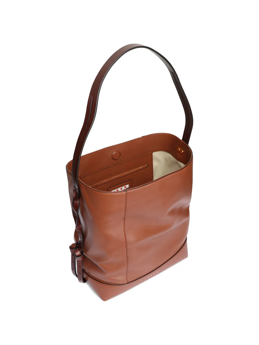 Marni Kleine Pod 2.0 leren bucket-tas Bruin