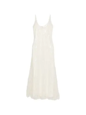 chinese dress ladies Paco Rabanne White Neoprene and Silver Lurex Lace Dress SS2017 –  PauméLosAngeles main image 0