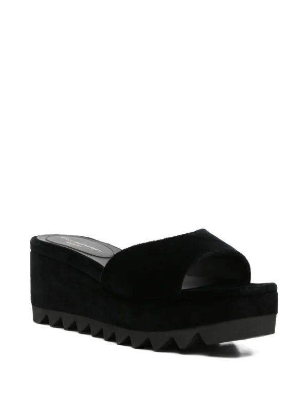 A　Stella McCartney 厚底 プラットフォームサンダル Stella McCartney ベルベット プラットフォーム サンダル | ブラック