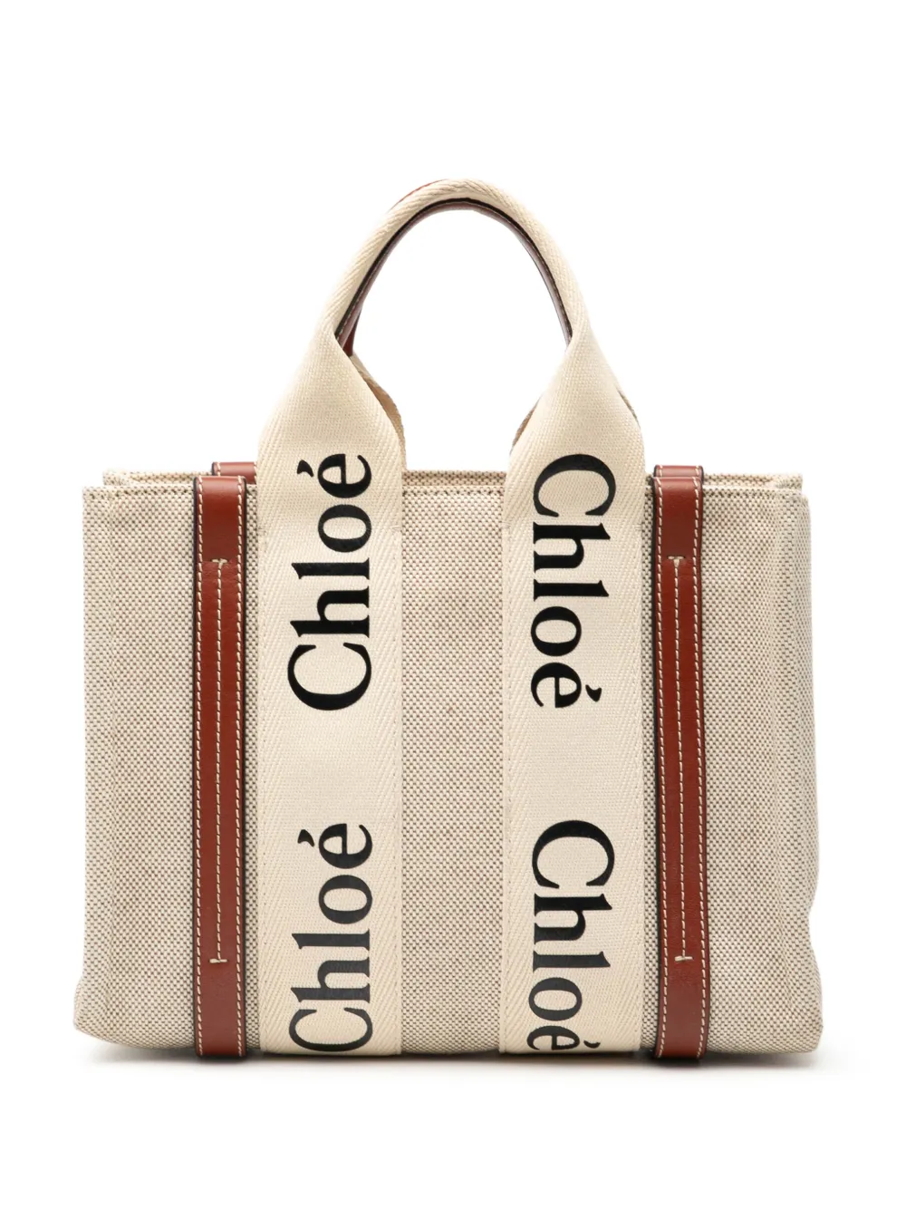 Chloé Pre-Owned 2021 Small Canvas Woody Tote satchel - Marrone