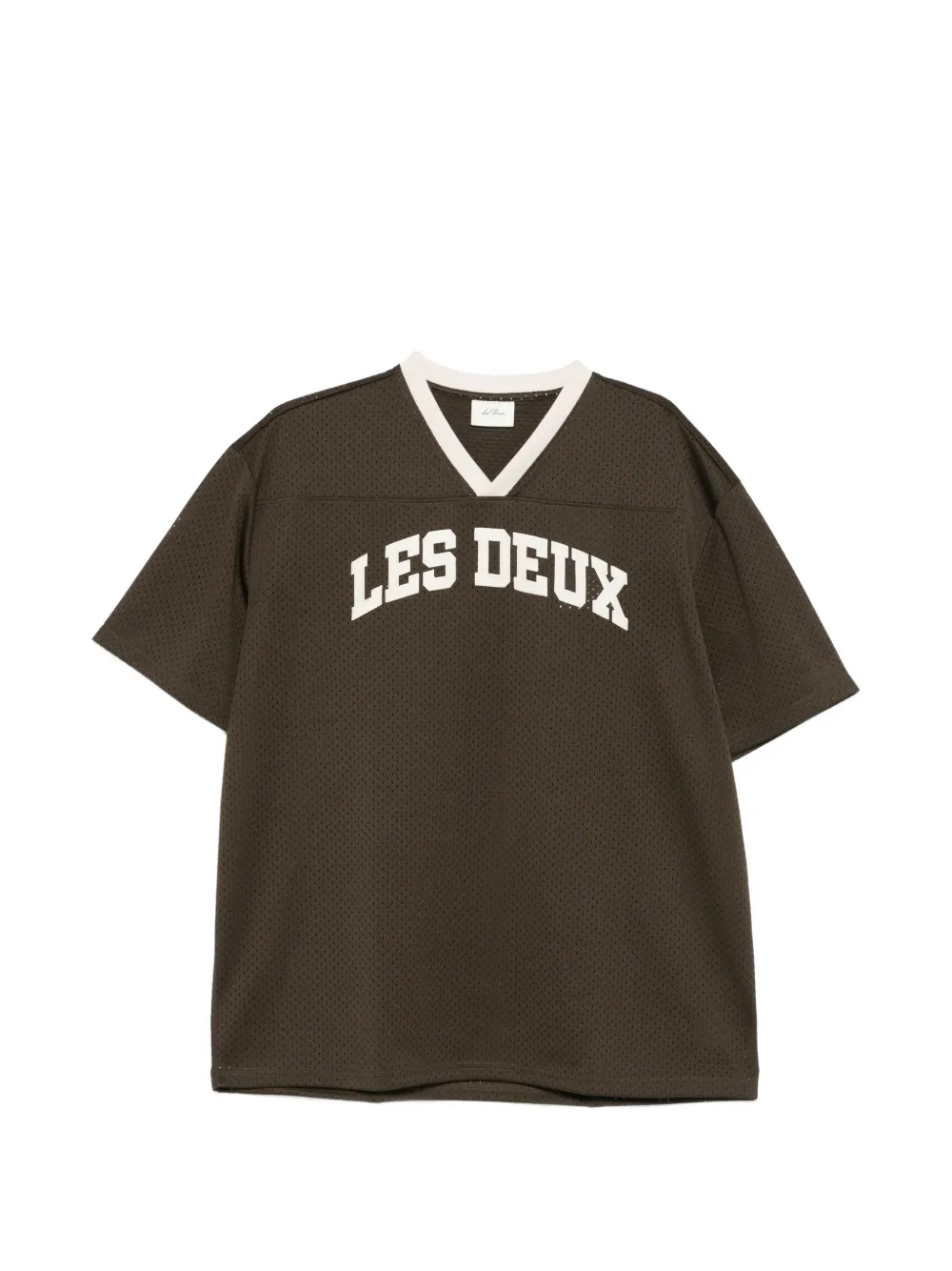 Les Deux V-neck perforated T-shirt - Marrone