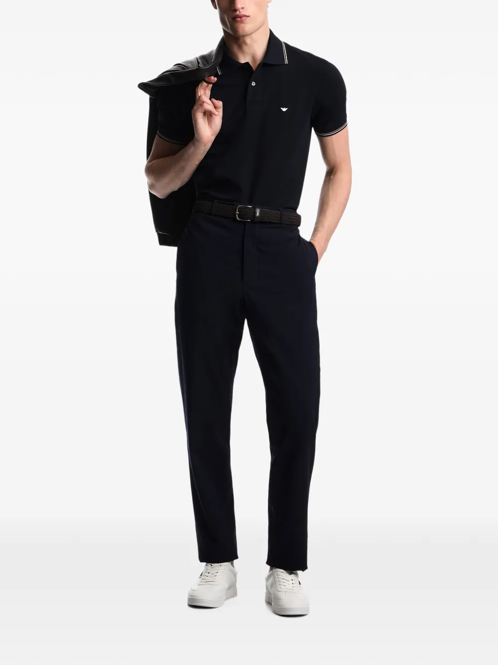 Emporio Armani Poloshirt met gestreepte afwerking Blauw