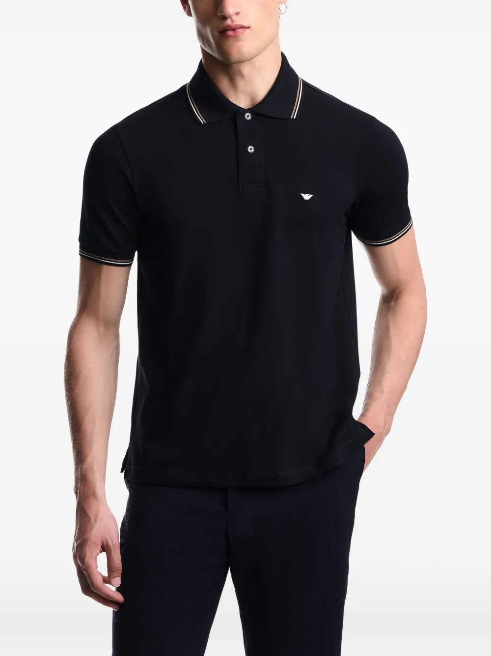 Emporio Armani Poloshirt met gestreepte afwerking Blauw
