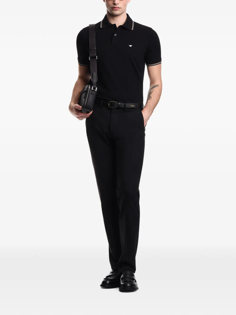 Emporio Armani Poloshirt met geborduurd logo Zwart
