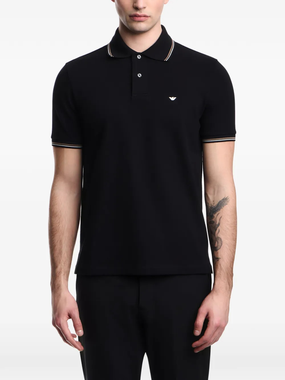 Emporio Armani Poloshirt met geborduurd logo Zwart