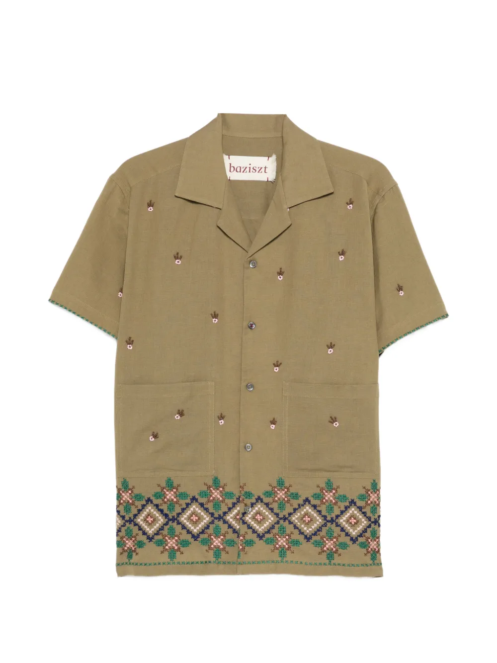Baziszt hem-embroidered shirt - Verde