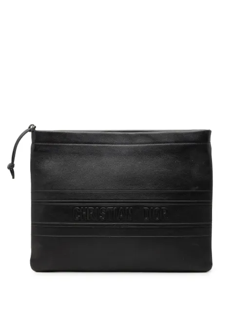 Christian Dior Pre-Owned شنطة كلاتش جلد بنقش شعار الماركة 2020