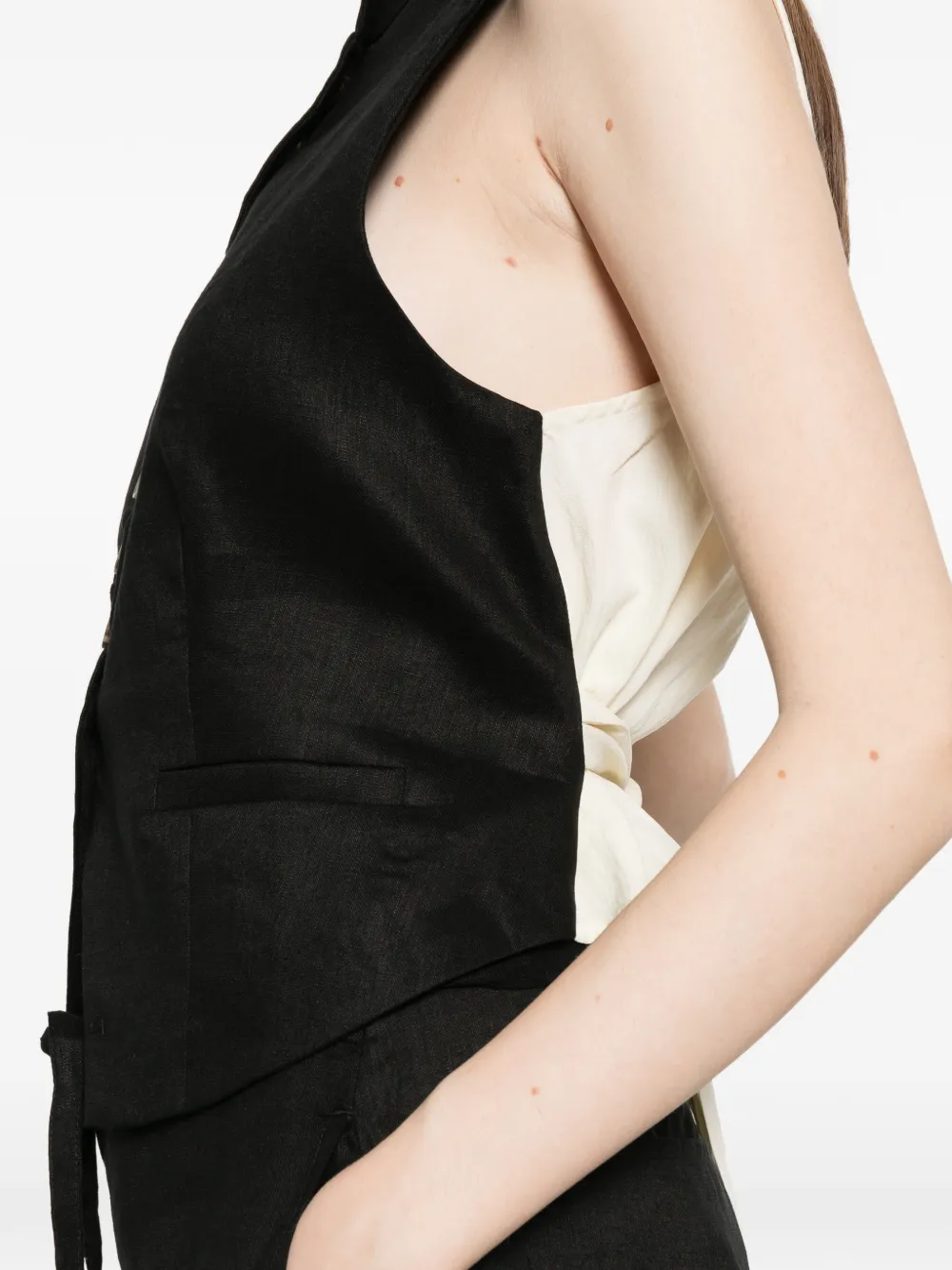 Linnea Button Collarless Top