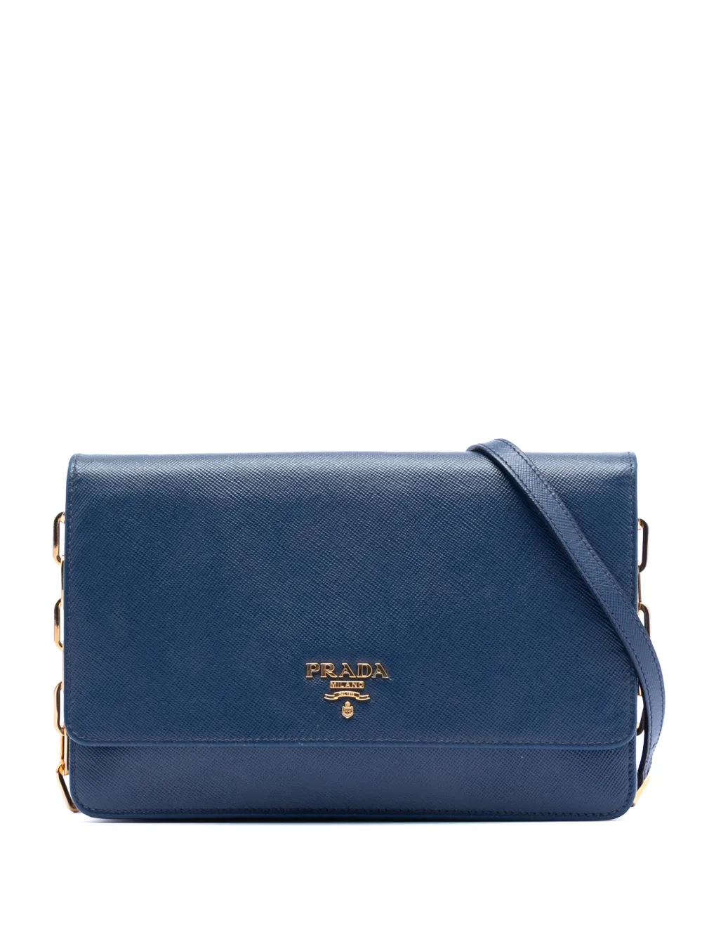 Prada Pre-Owned Borsa a tracolla in pelle Saffiano con catena 2010-2026 - Blu