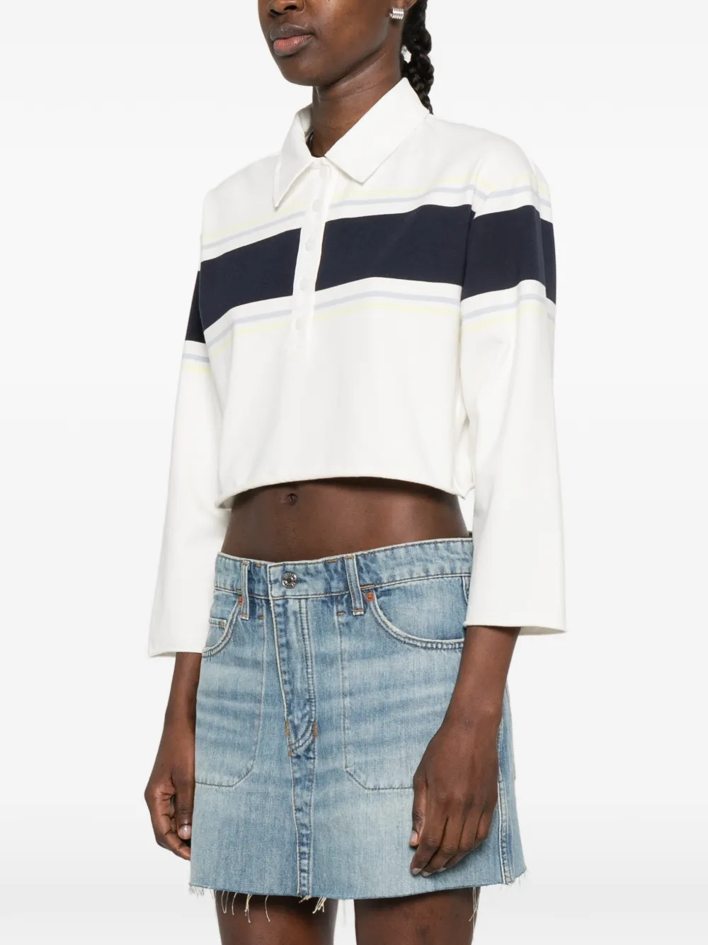 Re/done Stripe-detail Polo Top - Neutrals 