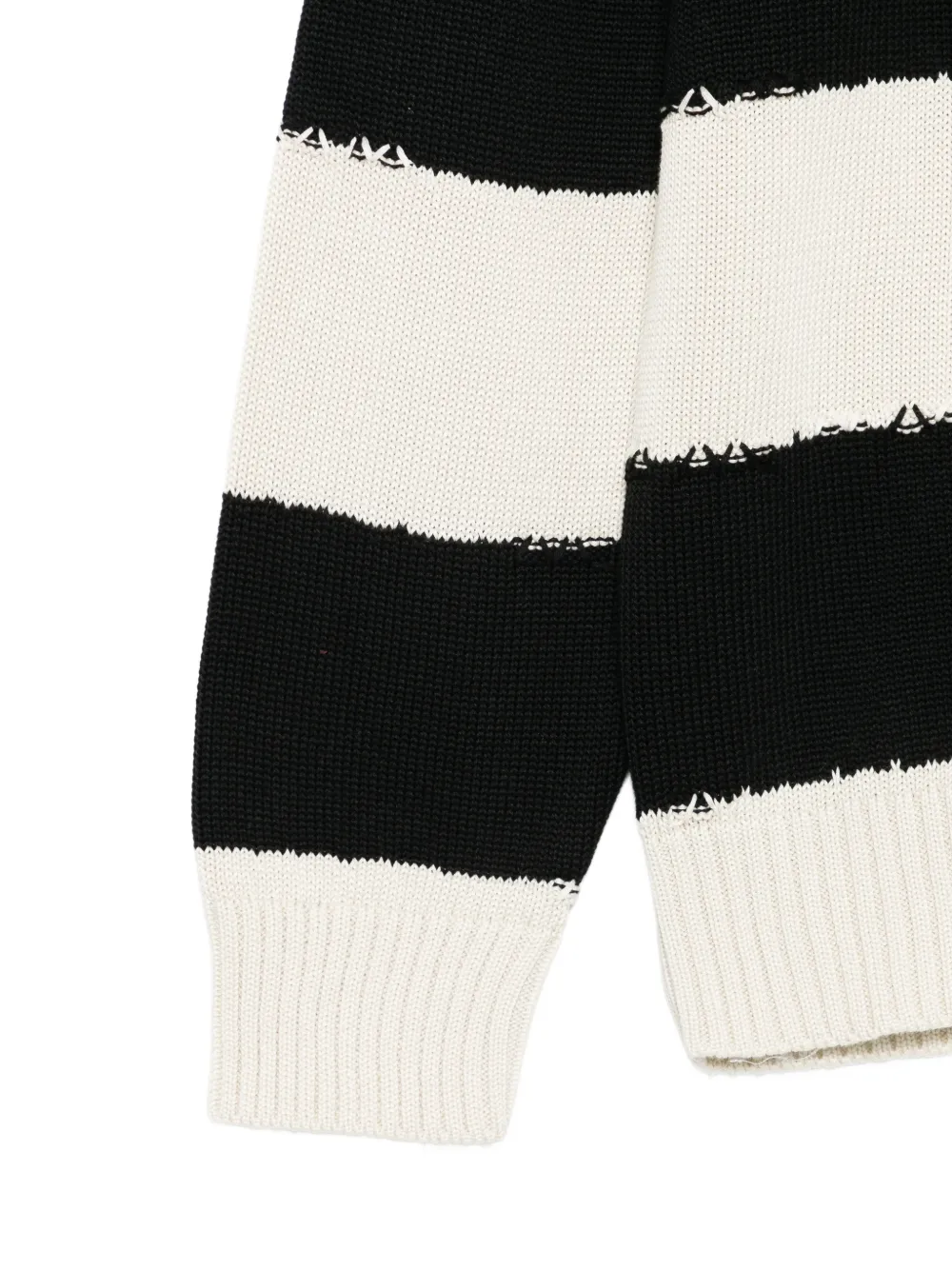  Seven Gauge Striped Long-sleeve Sweater - Grey 