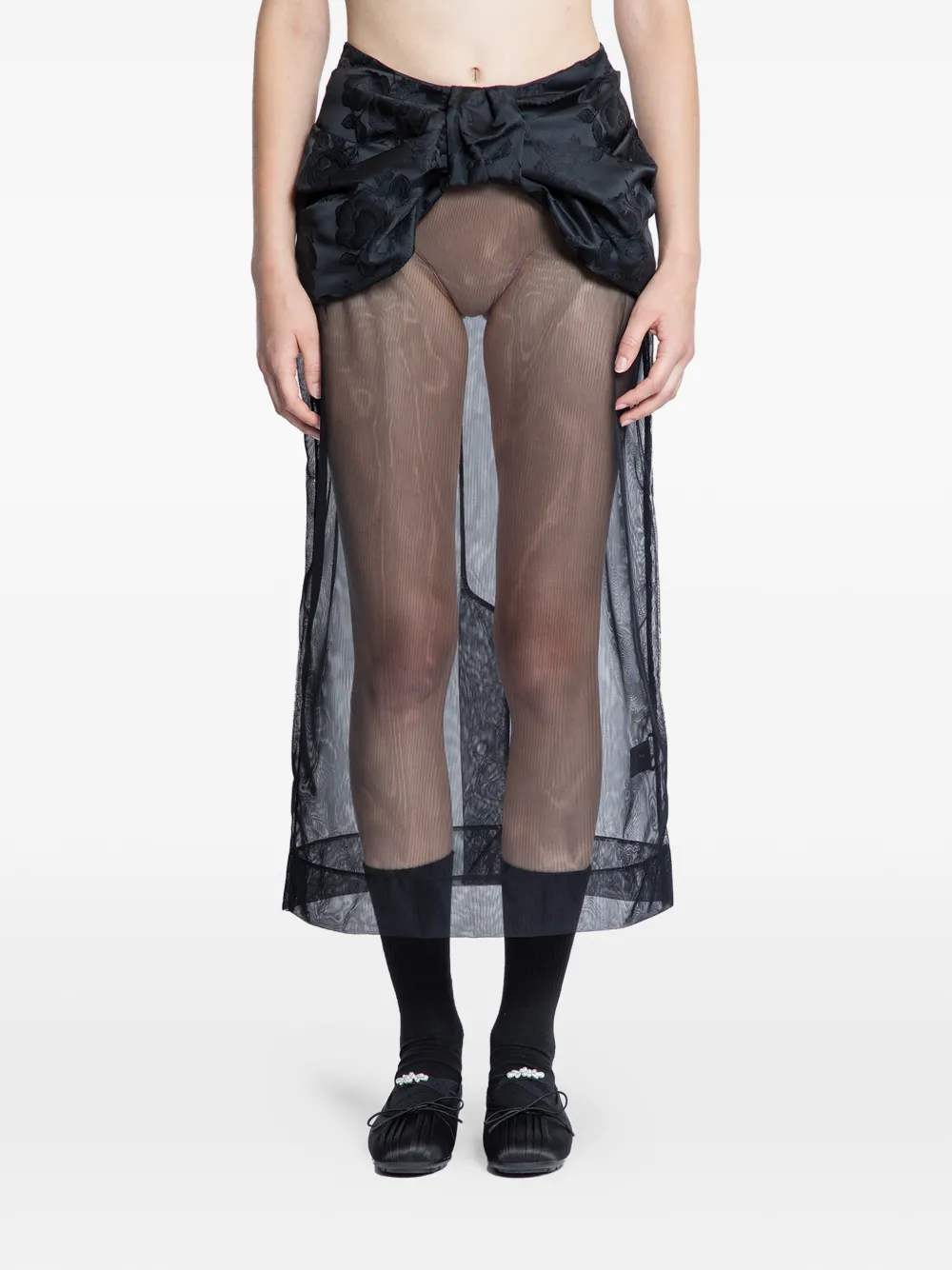 Simone Rocha brocade bow waist skirt - Nero