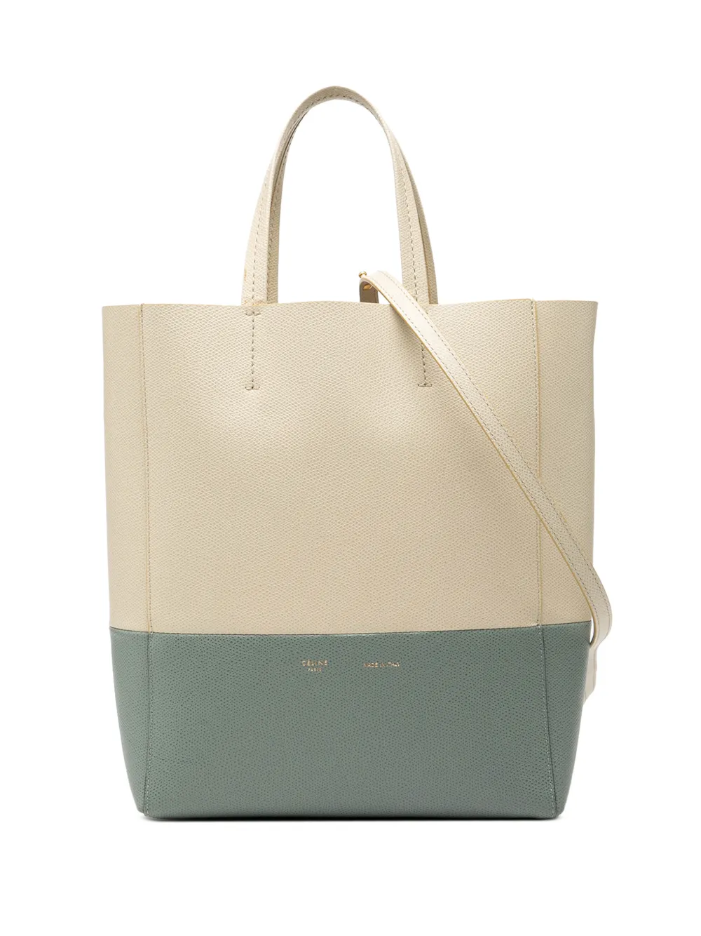 Celine Pre-Owned 2017 Small Bicolor Grained Calfskin Vertical Cabas Tote satchel - Blu