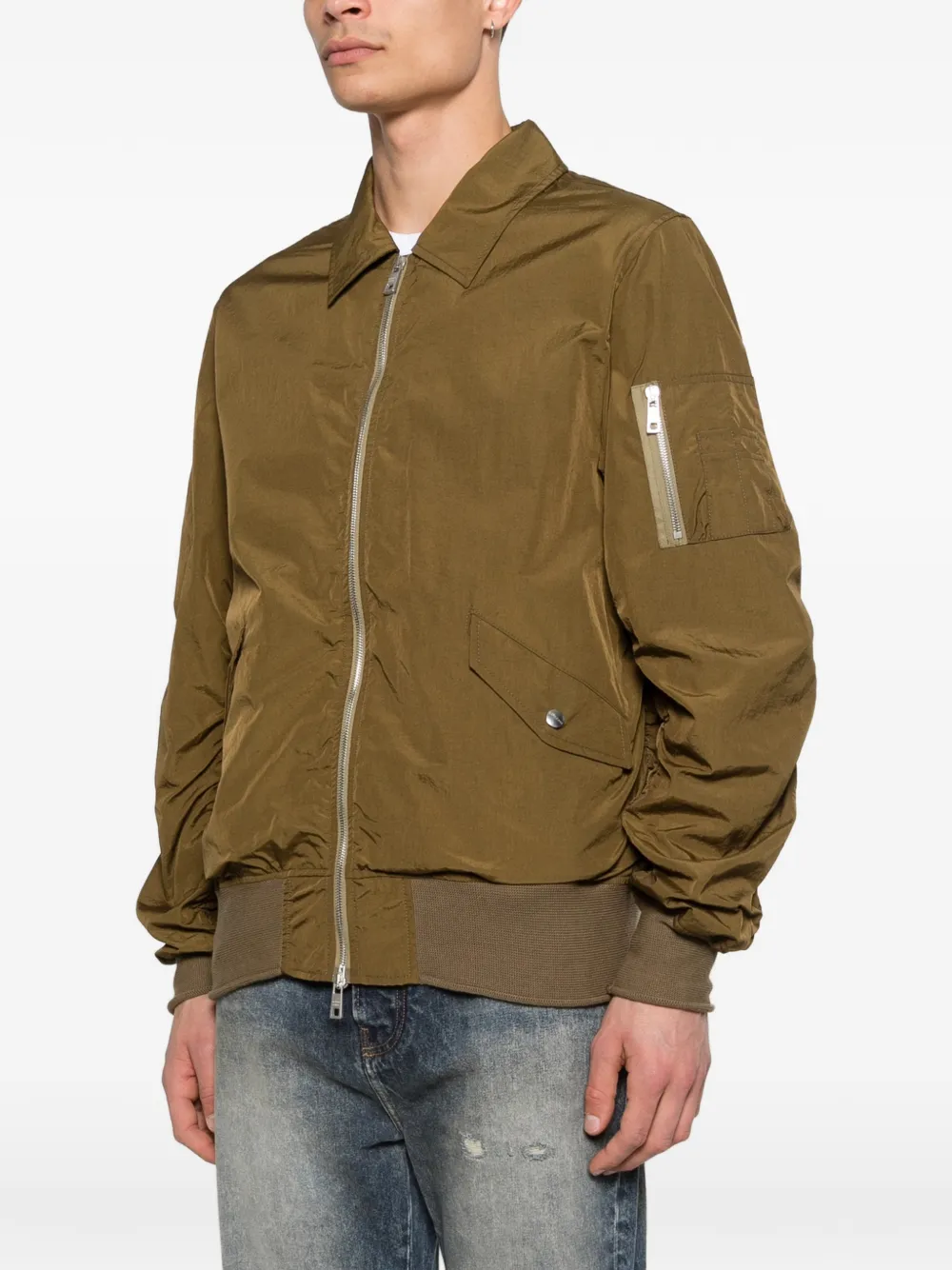  Giorgio Brato Pointed-collar Bomber Jacket - Green 