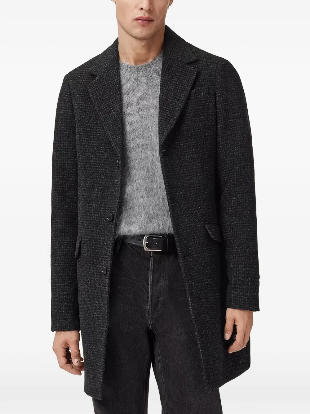 AllSaints Caspian textured coat - Grigio