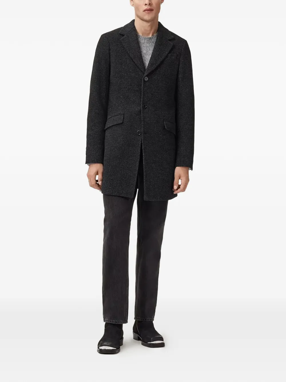  Allsaints Caspian Textured Coat - Grey 