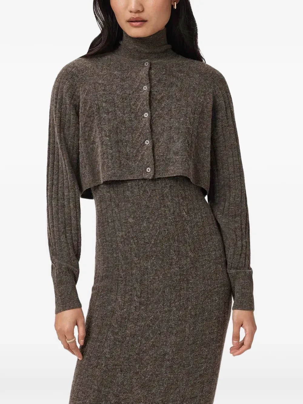 AllSaints Sabine vest met col Bruin