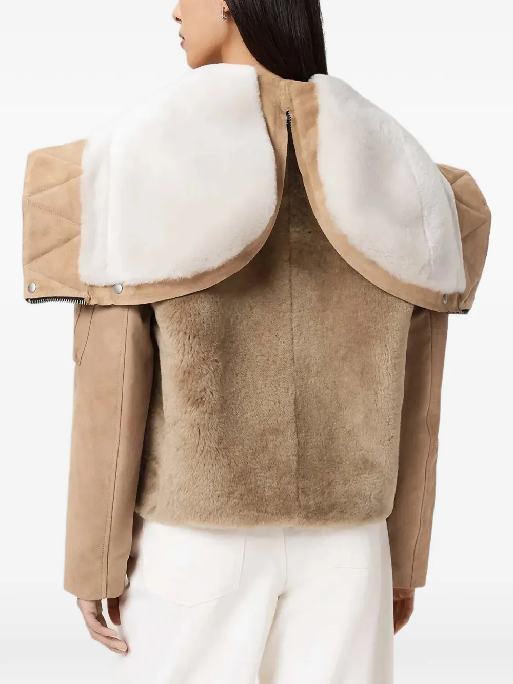 AllSaints Dexter lammy jack met kraag Beige