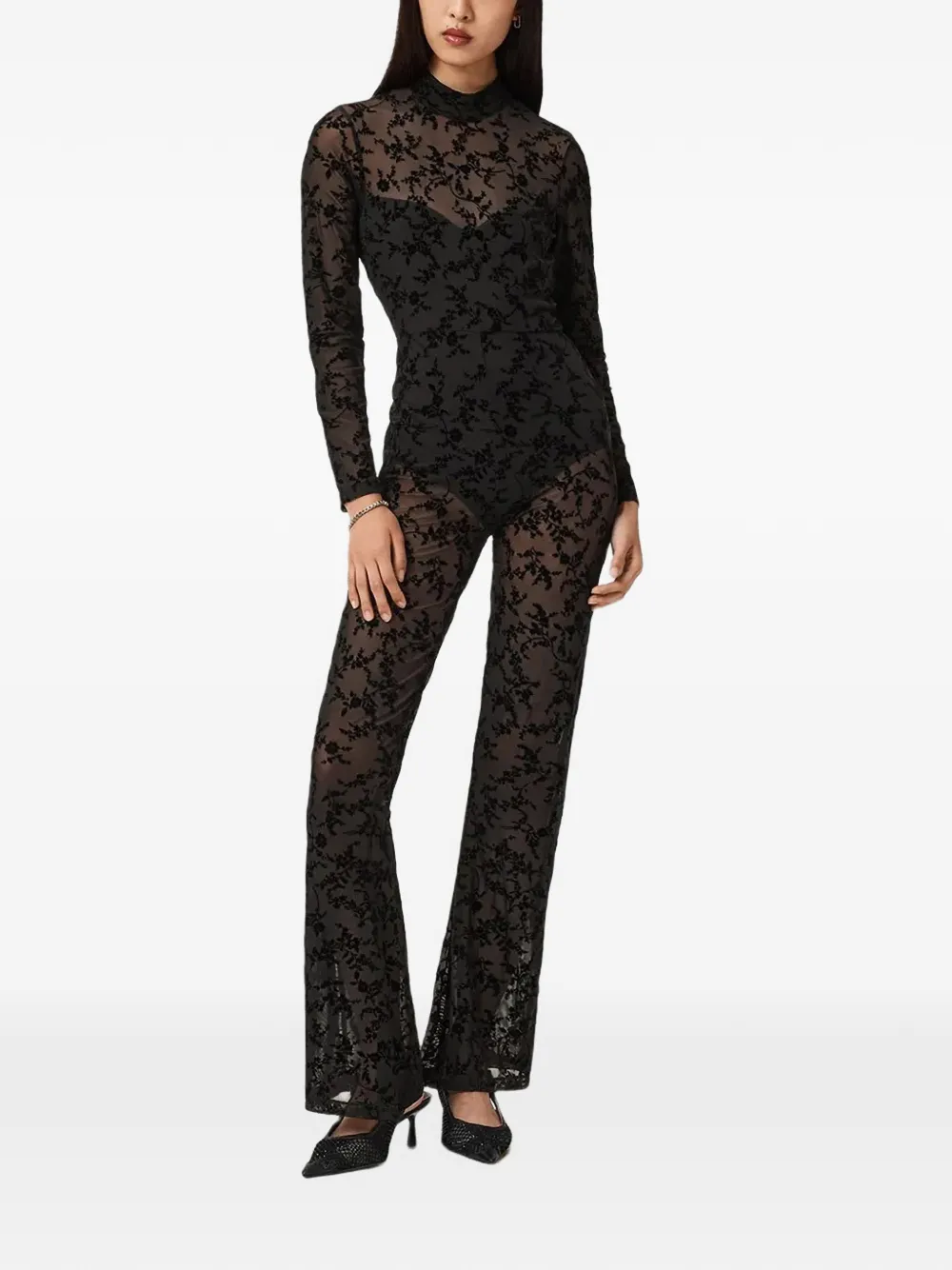 AllSaints Rylee floral long-sleeve jumpsuit - Nero