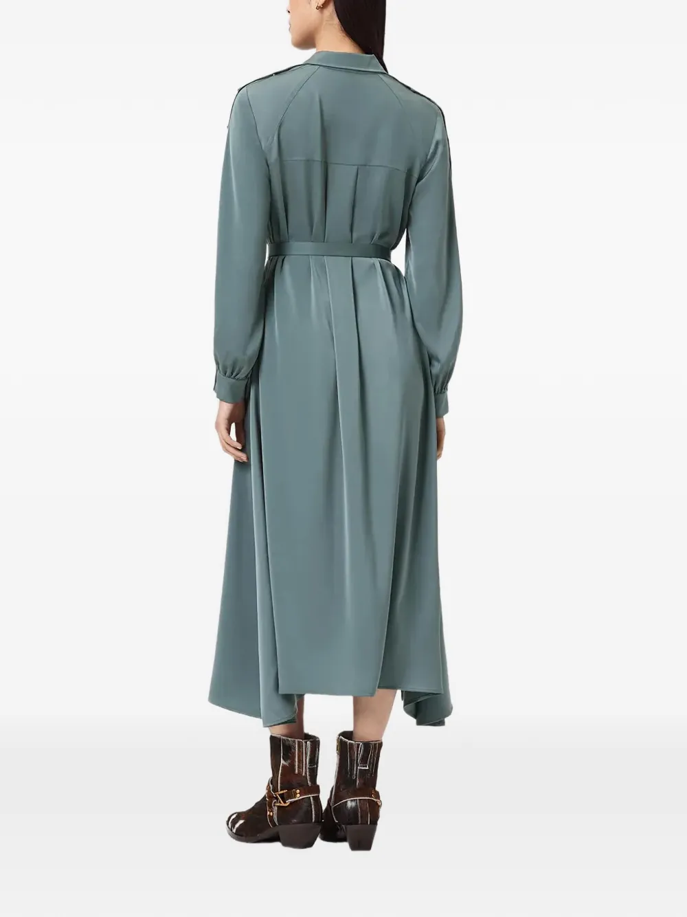 AllSaints Lexi blousejurk met knopen en ceintuur Blauw