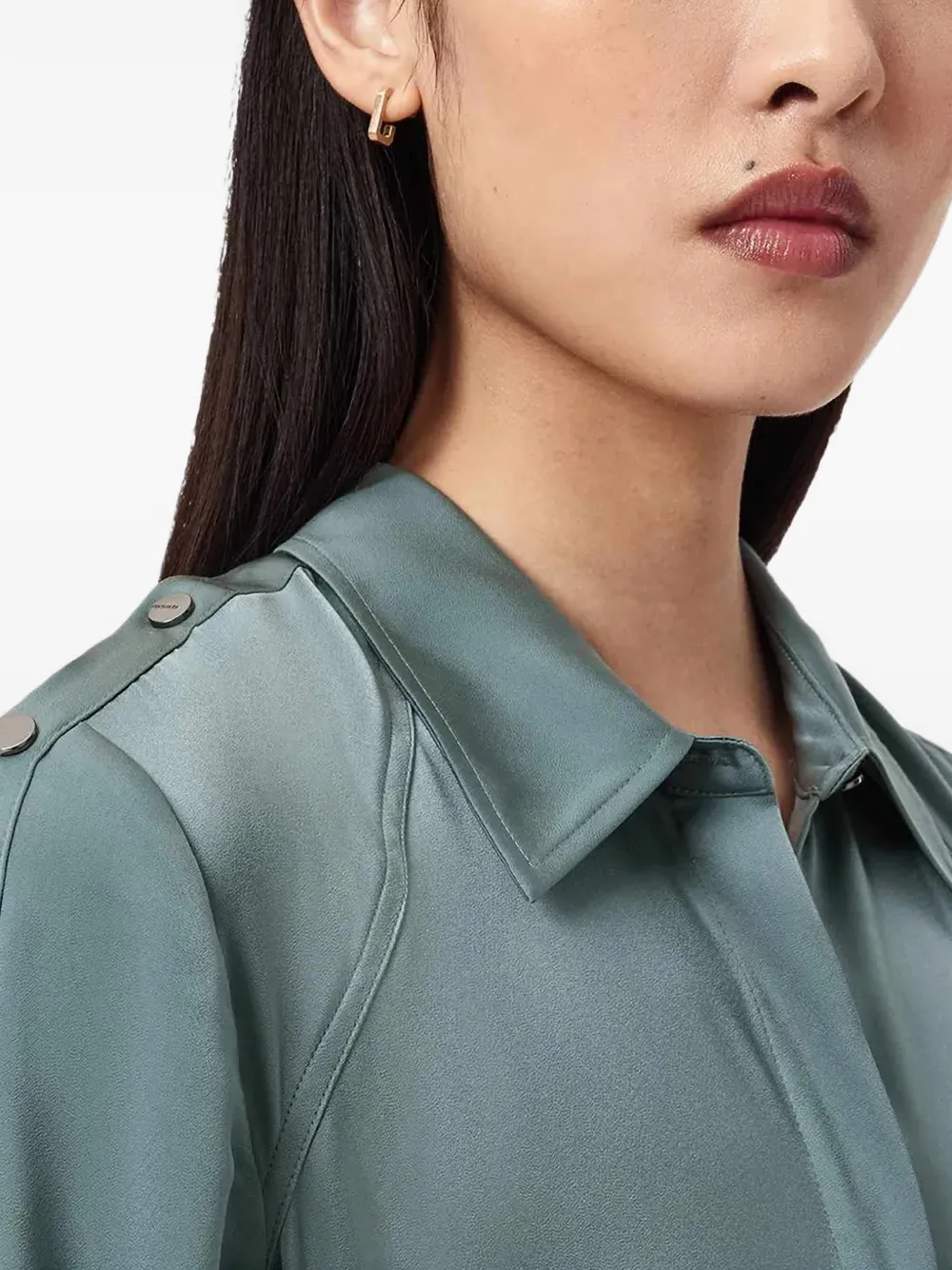 AllSaints Lexi blousejurk met knopen en ceintuur Blauw