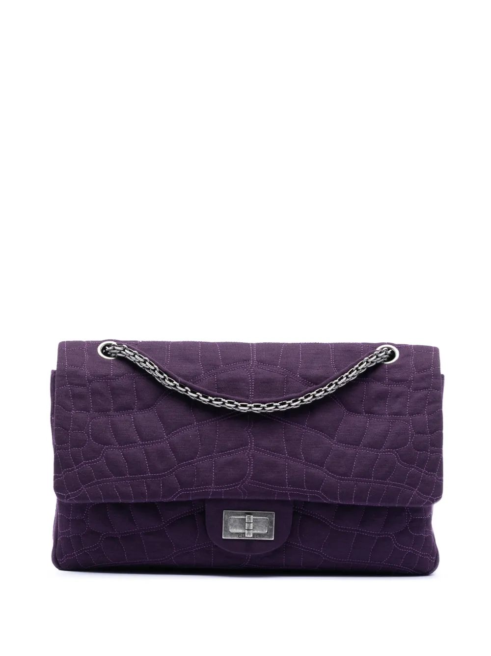 CHANEL Pre-Owned 2006-2008 Quilted Jersey Coco Croc Reissue 2.55 Double Flap 227 shoulder bag - Viola
