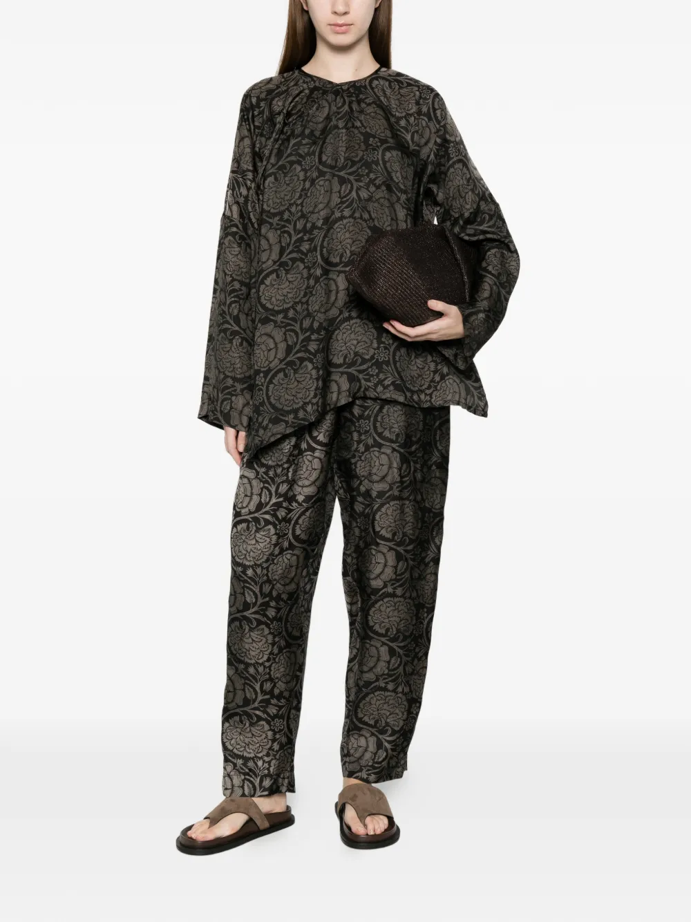  Uma Wang Palmer Floral Trousers - Black 