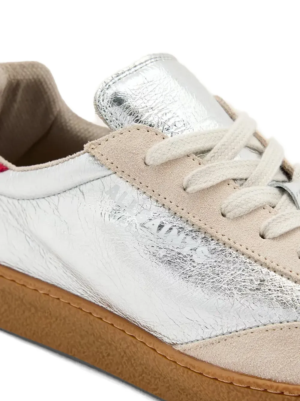 AllSaints Thelma red-detail sneakers Zilver