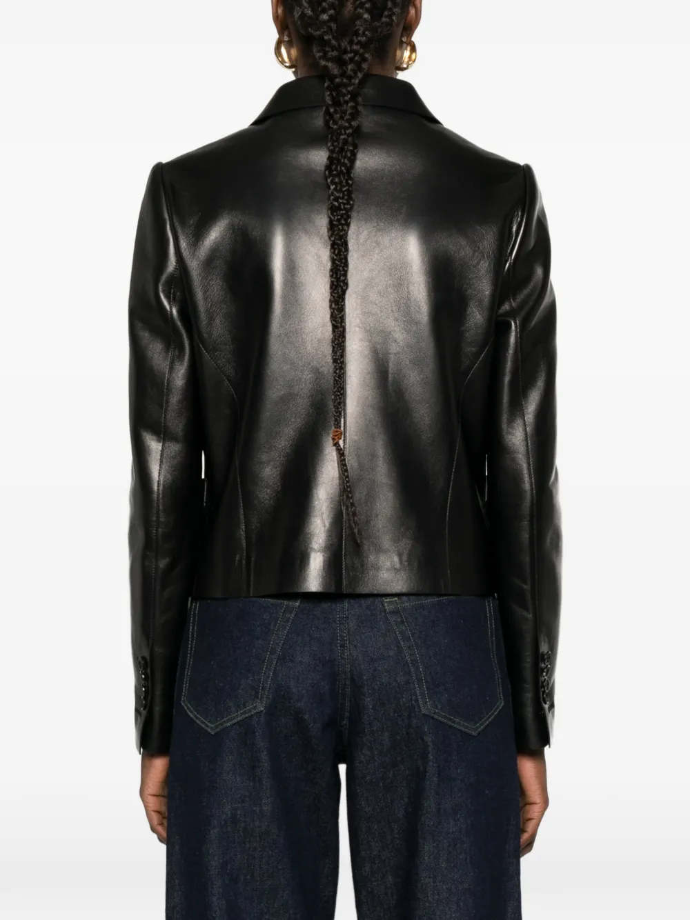 TOM FORD Leren jack met dubbele rij knopen Zwart
