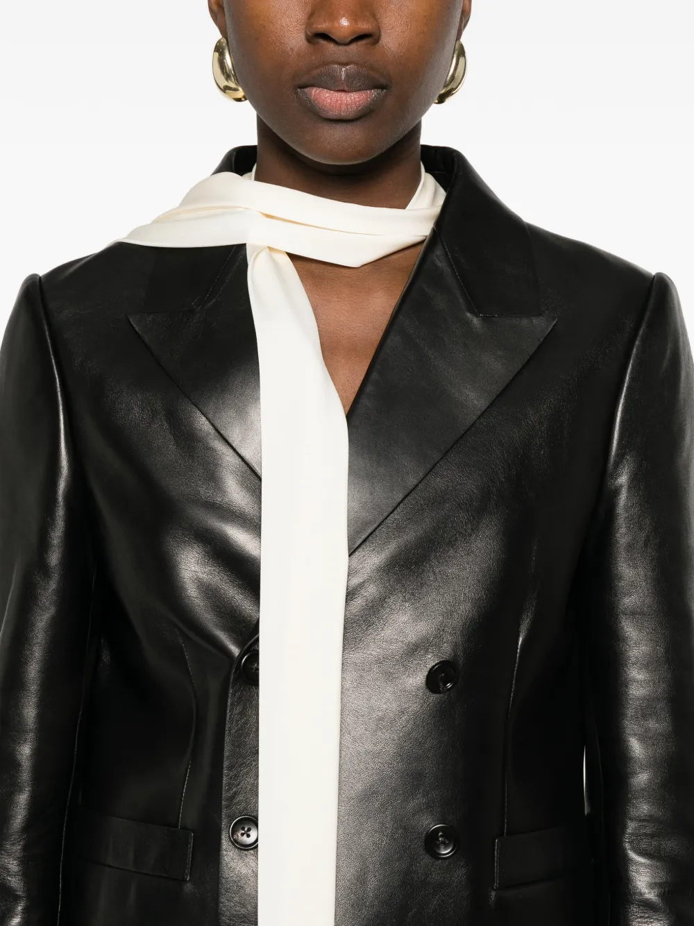 TOM FORD Leren jack met dubbele rij knopen Zwart