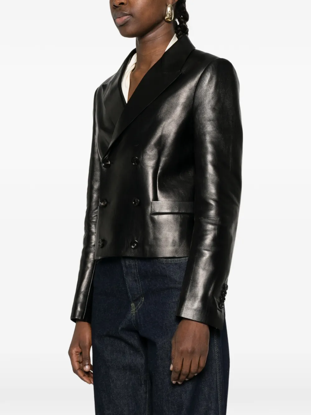 Double-Breasted Leather Jacket