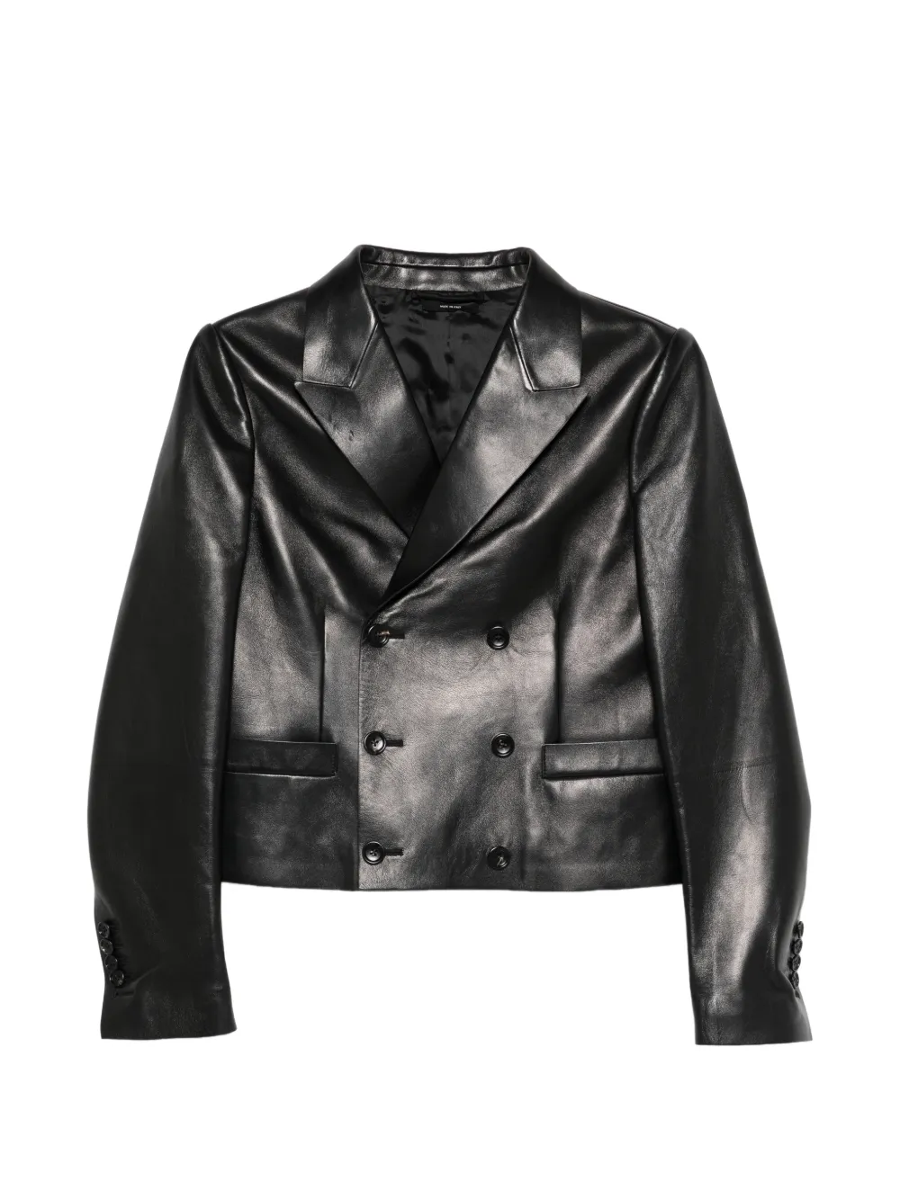 TOM FORD double-breasted leather jacket - Schwarz