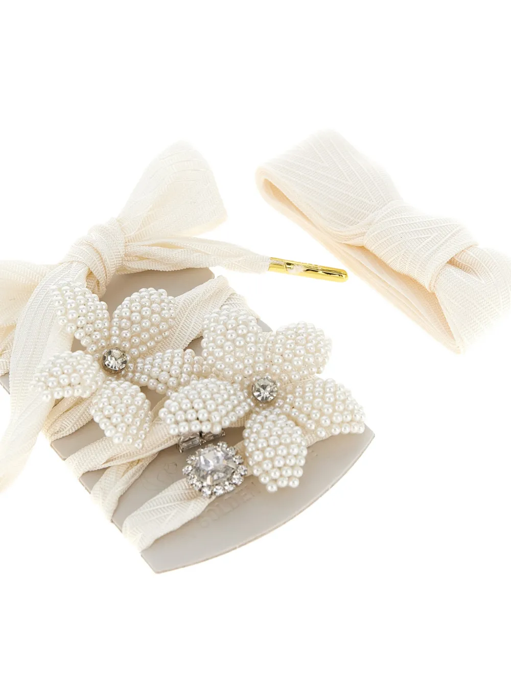 Golden Goose Schoenveters met geometrische bedels en bloemen Beige