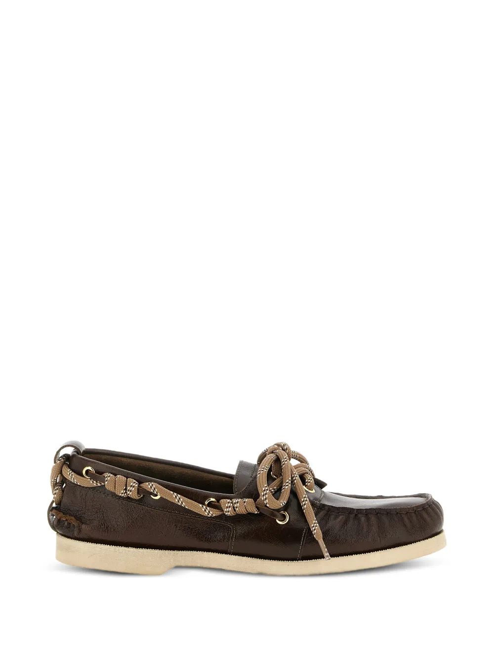 Golden Goose curled lace leather loafers - Marrone